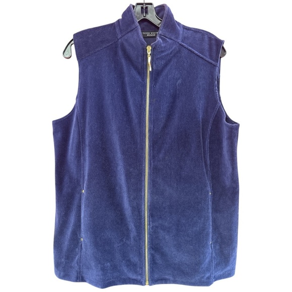 Susan Graver Navy Vest with Gold Accents - Picture 1 of 5